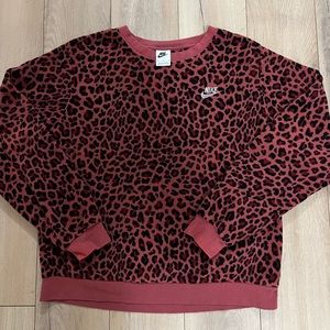 Nike Leopard Print Fleece Crewneck